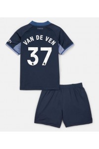 Tottenham Hotspur Micky van de Ven #37 Jalkapallovaatteet Lasten Vieraspeliasu 2023-24 Lyhythihainen (+ Lyhyet housut)